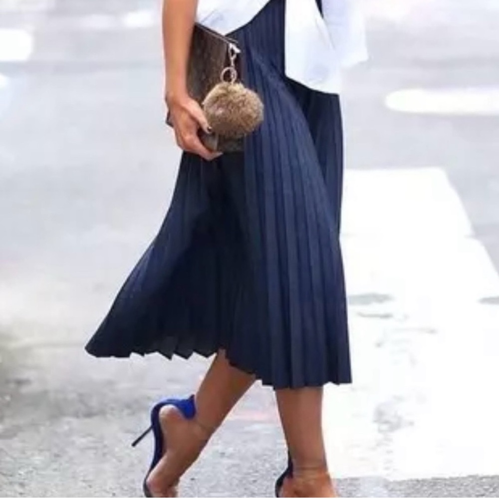 RODIER Paris Women’s Blue Midi A-Line Pleated Skirt size S
